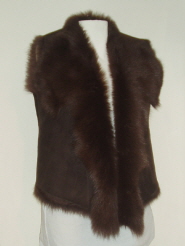 Choc Brown Gilet Copper Tone Wool Size 