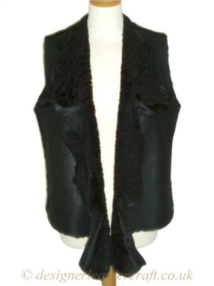 Reversible Black Curly Shortwool Sheepskin Gilet